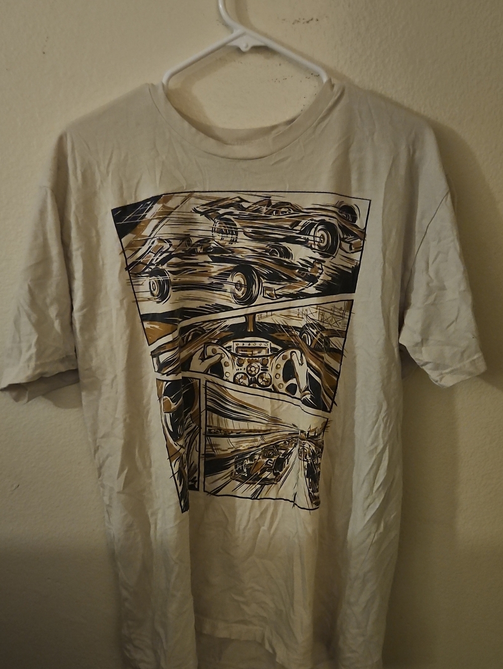 Graphic Racing Crewneck T-Shirt - Cream